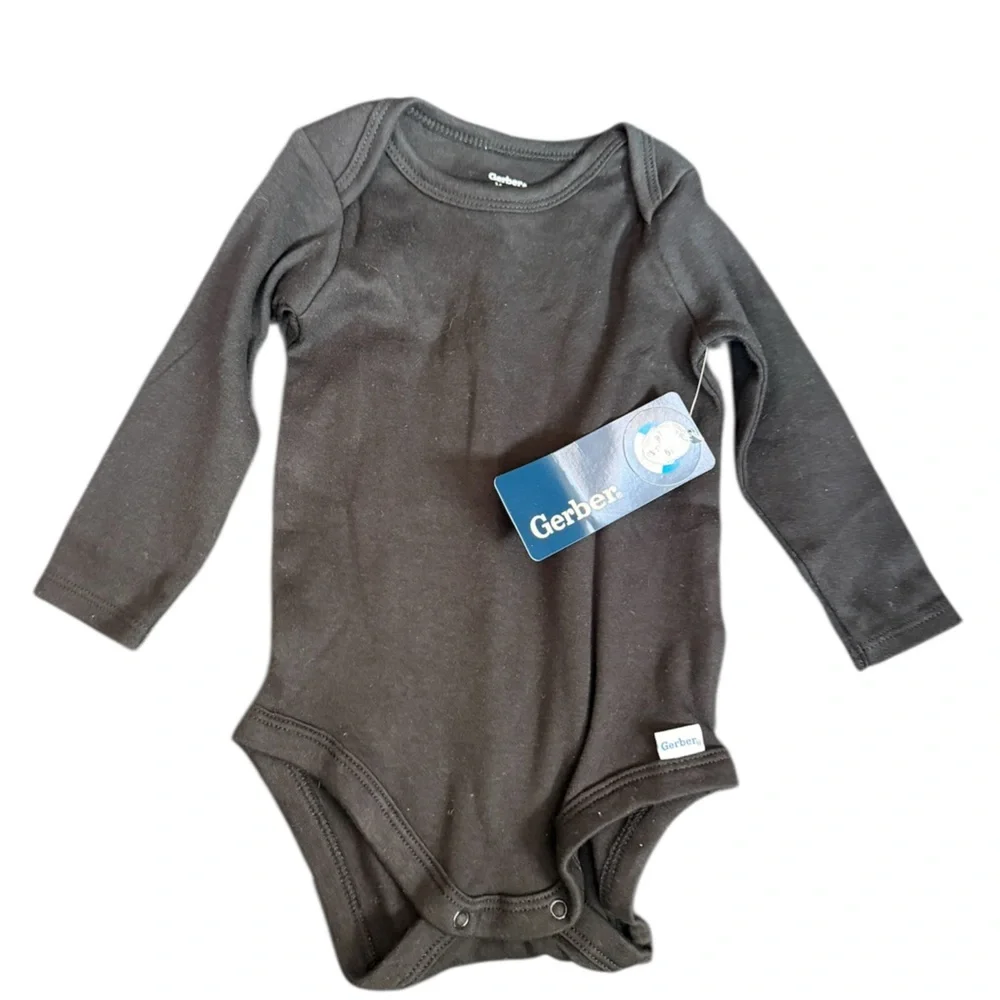 Gerber Black Long-Sleeve Baby One-Piece Bodysuit